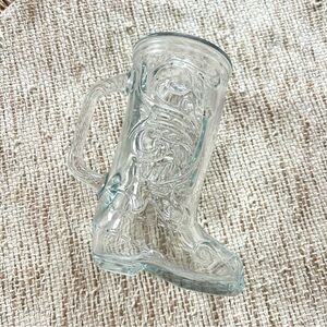Vintage Clear Glass Cowboy Boot Cup Mug